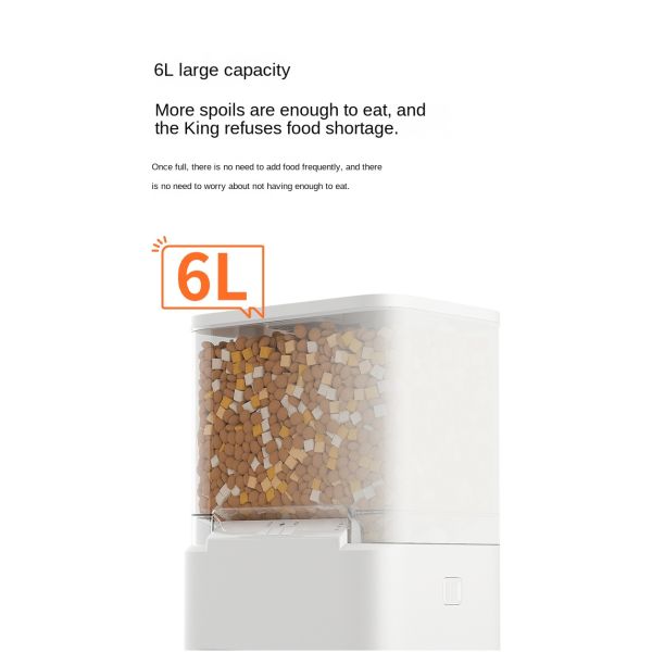 New Cat Dog 6L Automatic Food Dispenser Solid IPX5 Waterproof Stainless Steel Remote App Control Voice Record Feature Battery