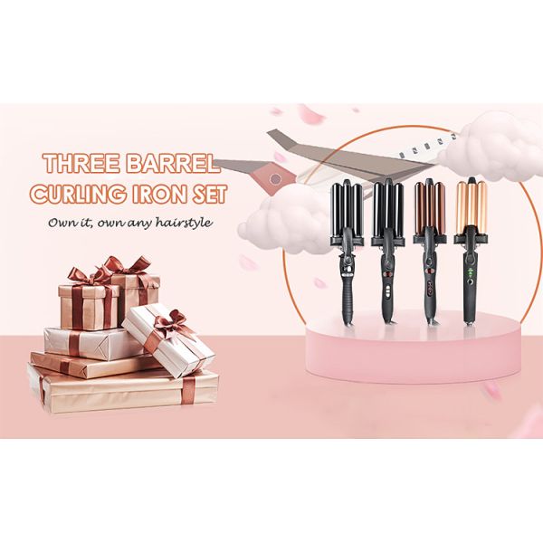 1 Inch Hot Tools Three Barrel Hair Waver Dual Voltage Crimp With Titanium Plate