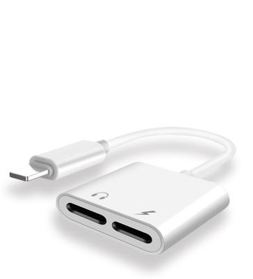 2 em 1 fones de ouvido duplo Jack Adapter For Iphone do ABS 3.5mm audio do cabo 7 8 X