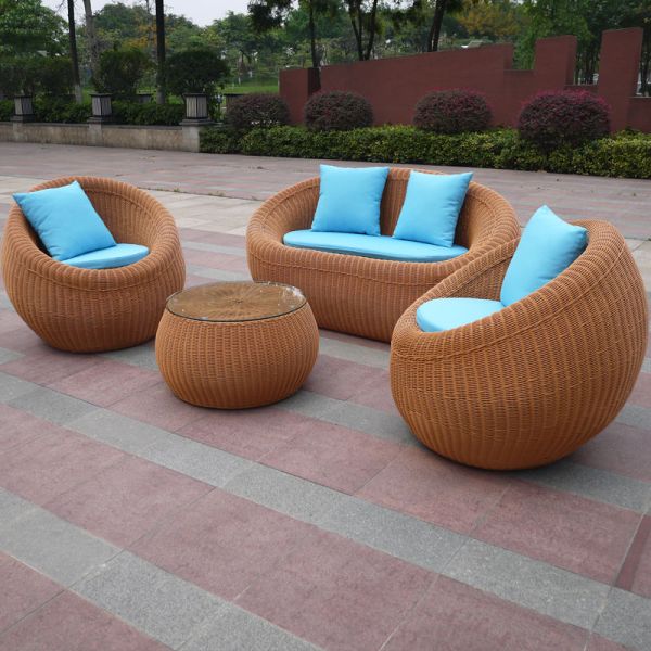 Brown Outdoor Patio Couch Waterproof Garden Furniture Corner Sofa