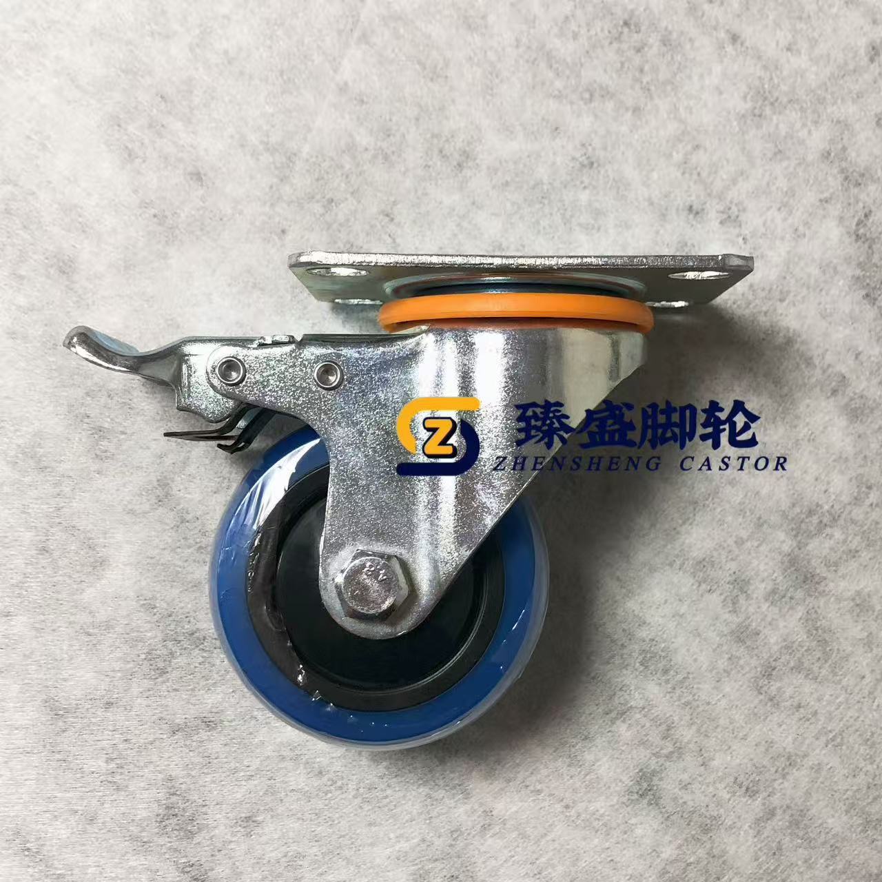 3 Inch Blue TPR Caster Wheel With Zinc Coating And Anti-dust Ring