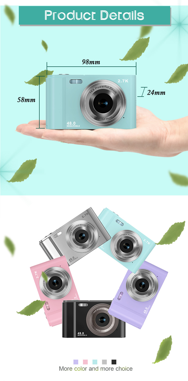 Wholesale Price HD 2.7K 48MP Digital Camera DSLR Camera 16X Digital Zoom 2.8'' IPS Screen Auto Focus Student Vlog Camera