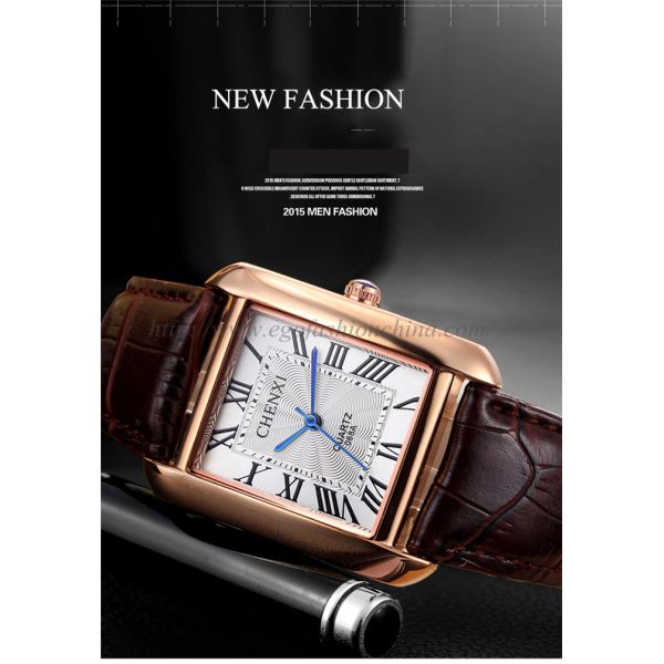 068A Square Bezel Watch Own Brand Made-in-China Stainless Steel Back Watch Quartz Watches