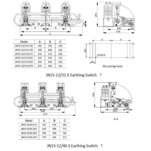 12kV 24kV 40.5kV Indoor AC Disconnect Switch JN15 HV Disconnect Switch JN15-24/31.5-210