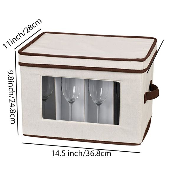 12-Piece Crystal Glassware Storage Case with Dividers - Hard Container for Wine Glasses Stemware, Boxes