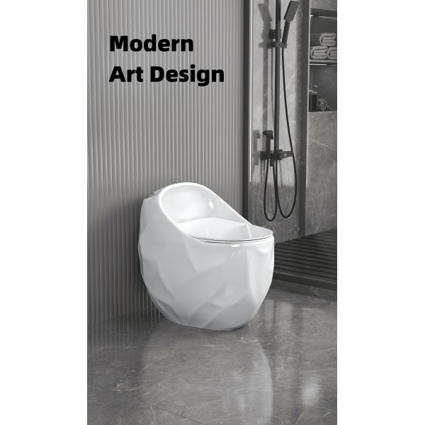 Art Design Best Ceramic One Piece Toilet Bowl Egg Shape Luxury 673*485*625mm