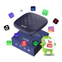 Adaptateur câblé à sans fil CarPlay Smart Car Ai Box Tbox Plus 8-Core 8g 128gb avec des applications de streaming YouTube Netflix Wifi GPS LTE Android 13