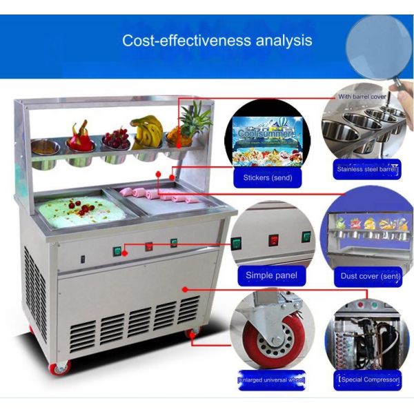 2024 Most Popular Fry Ice Cream Machine with Rapid Refrigeration and Fast Molding