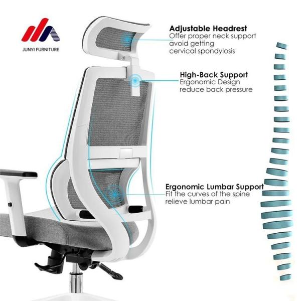 Listagem de cadeira de escritório Taipan leve de traseiro alto moldura de alumínio e design ergonômico