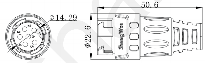 Blue 6pin M19 Connector 15A Solder Overmolded Aluminum Alloy Shell with IP67 Protection