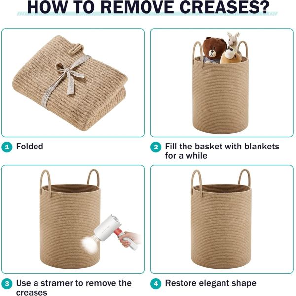 80L Extra Large Jute Woven Hamper Laundry Basket Wicker Rope Clothes Hamper For Baby Nursery Kids Tall Rattan Blanket Basket In Living Room Bedroom