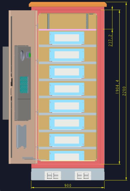 Anticorrosive RAL 7035 Outdoor Battery Cabinet Eight Layer One front door
