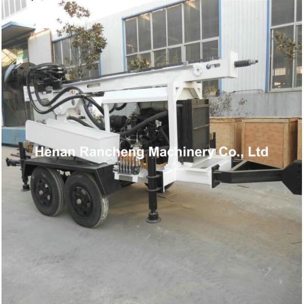 Hydraulic Borehole Trailer Mounted Water Well Drilling Rigs 160m Drill Depth 45KW