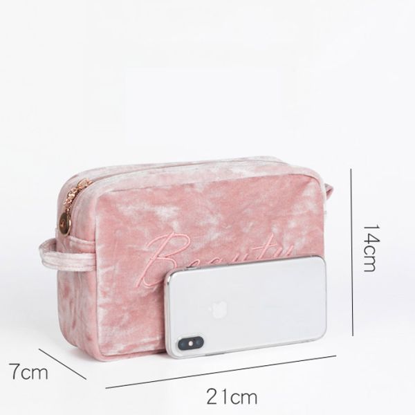 Portable Velvet Waterproof Makeup Bag for Travel Storage Pouch Cosmetic Case