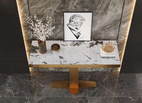 ElegaCross Insert Ceramic Marble Console Table With Sophistication