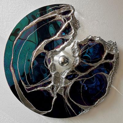 Objeto de parede redonda de metal Decoração de espelho Design de soldagem de interiores único