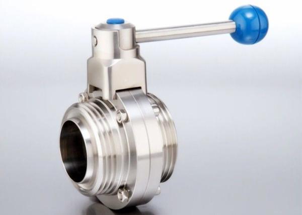 Full Bore 2'' Sanitary Stainless Steel Butterfly Valves With Pull Handle Manual Type