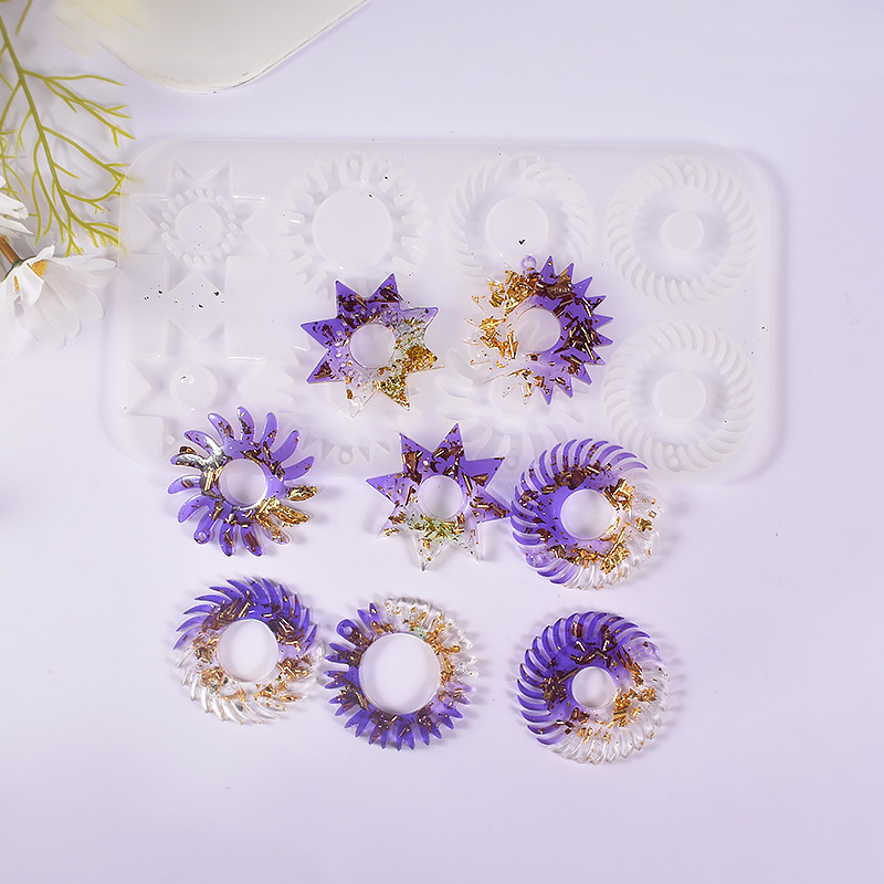 Crystal Dropper Resin DIY Gear Pendant Silicone Mold Punk Style Earrings Necklace Pendant Wholesale