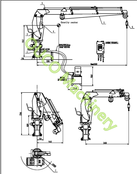 Marine Ship Offshore Folding Boom Crane Telescopic Boom Crane For Service Ship