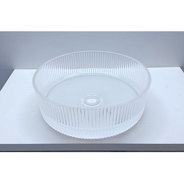 1 Hole Glass Wash Basin 395*395*120mm Bathroom Countertop Mounted Glass Vessel Sinks