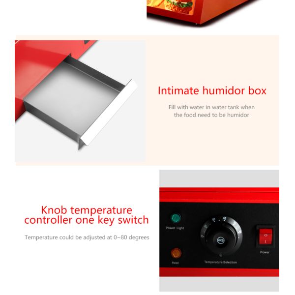 0.8kw Red Commercial Food Display Warmer for Restaurant Kitchen Equipment Benefit