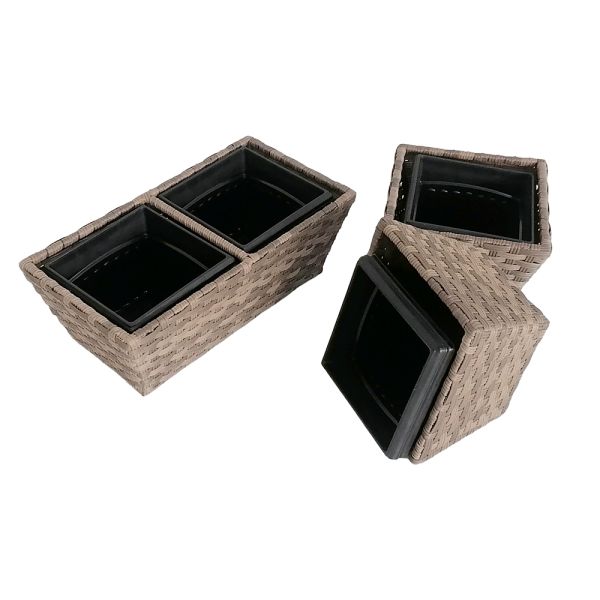 Factory Hot Sale Metal Frame Set of 3 Plastic Pots Home Garden Planter Stand