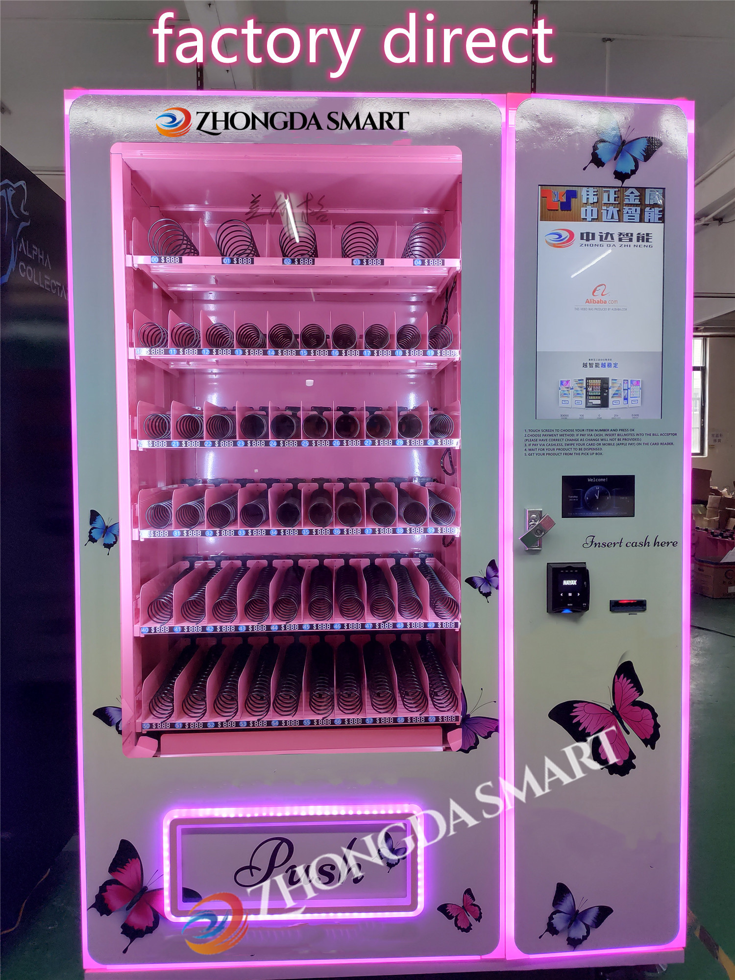 Zhongda LED Lash Lipgloss Vending Machine Cosmetic Vending Machine with Customized Design