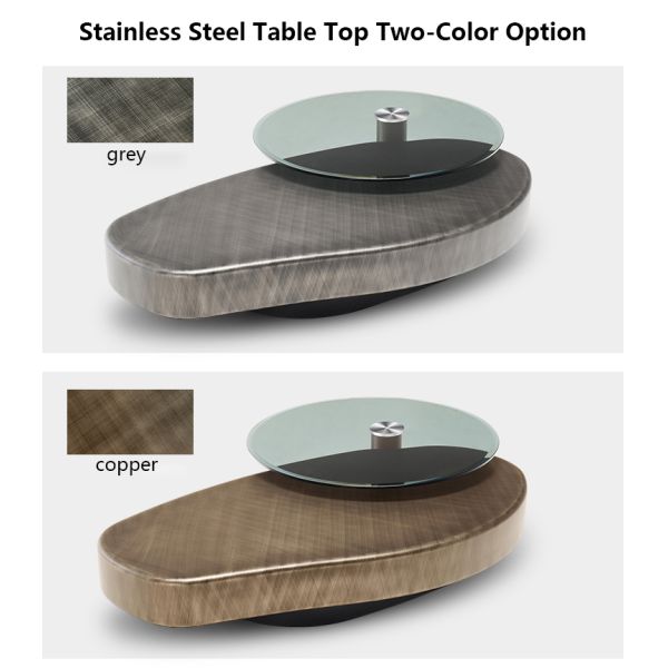 OEM Stainless Steel Contemporary Round Coffee Table With Metal Base