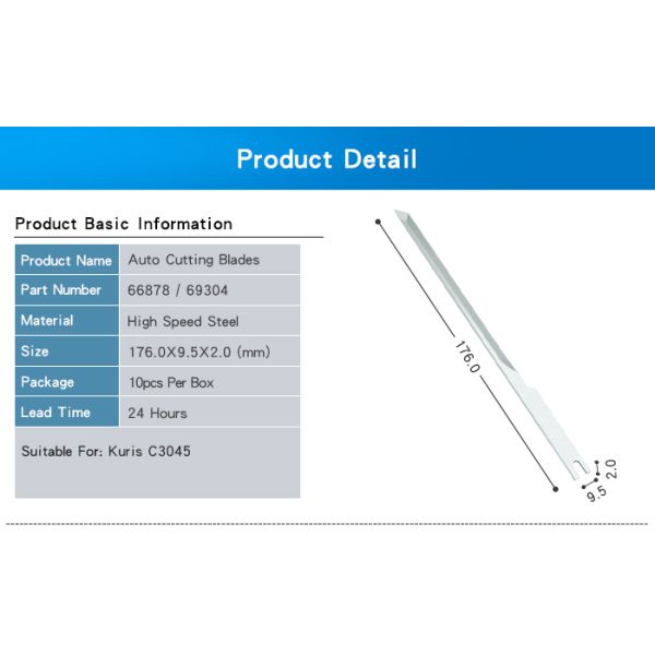 66878 / 69304-CK - 05 cuchillas que cortan industriales para Kuris C3045