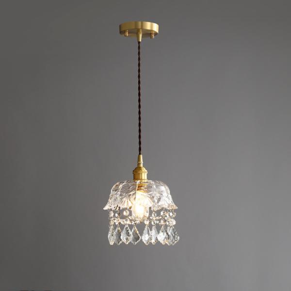 Retro Brass Industrial Length 23CM Glass Pendant Light For Restaurant