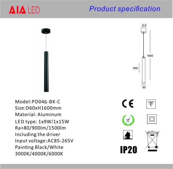 Modern interior led Dining pendant light 3W led Bar chandelier/pendant light for hotel