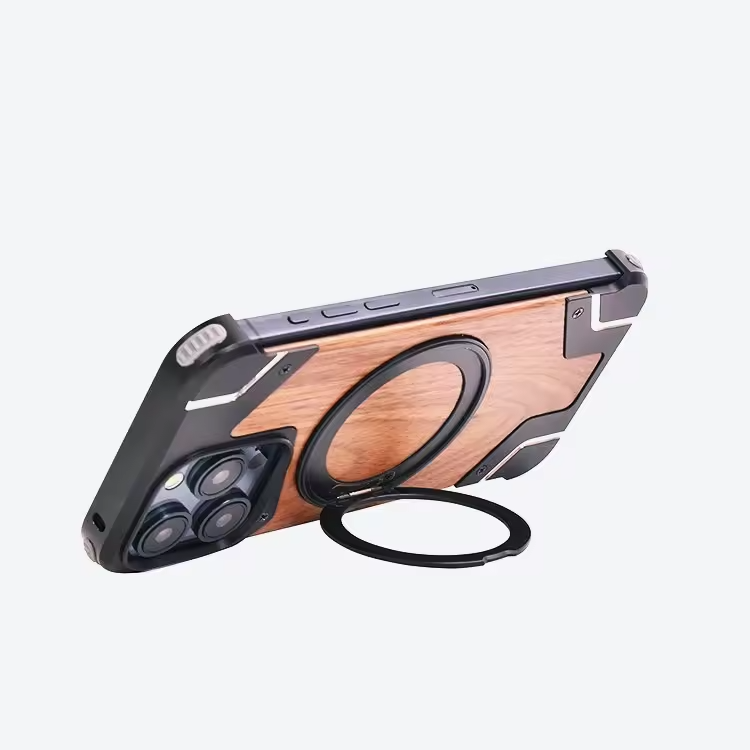 Anti-Fall & Shockproof Zinc Alloy Armor Case Magnetic Ring Stand Holder for iPhone 15 14 Pro Max Anti-Fall Mobile Phone Shell