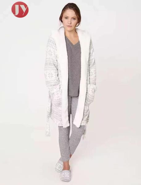 Lounge Soft Bathrobe Pajamas For Ladies Plush Knee - Length Printing Girls Nightgowns