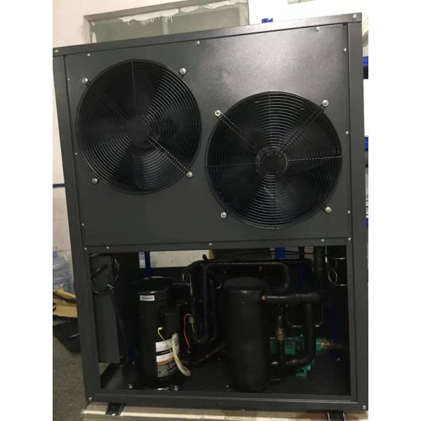 14 kW with 80 ℃ high temp water outlet , side-discharge fan； air source heat pump water heater