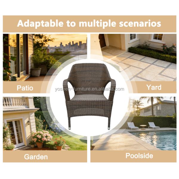 Rattan Waterproof Outdoor Stackable Dining Chairs for Restaurant Beach Park Use