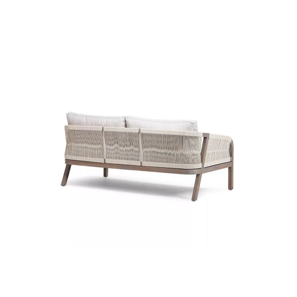 Rope Weave Sofa Patio Set AJUNION Teak Wood Frame Outdoor Furniture for Beach Gardens