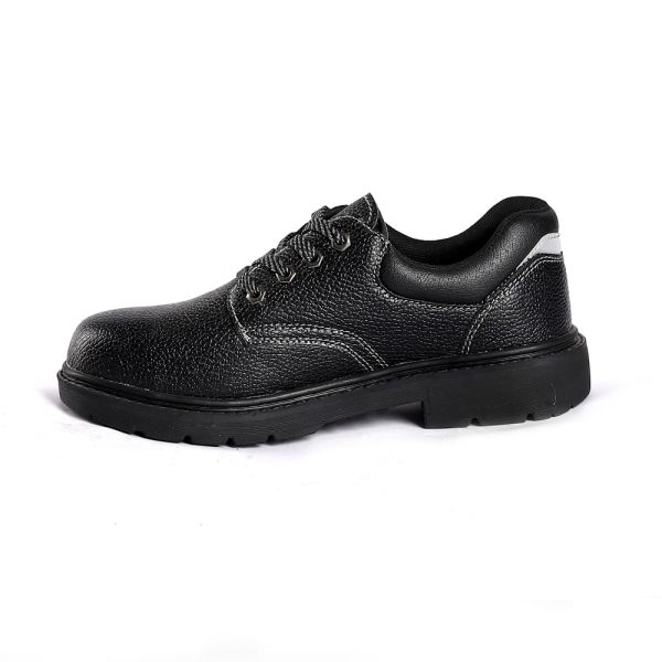 Basic Black Leather Upper Puncture Slip Resistance Breathable Steel Toe Shoes