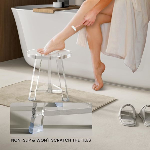 Muebles acrílicos a medida impermeables desmontables Lucita taburete de baño acrílico redondo