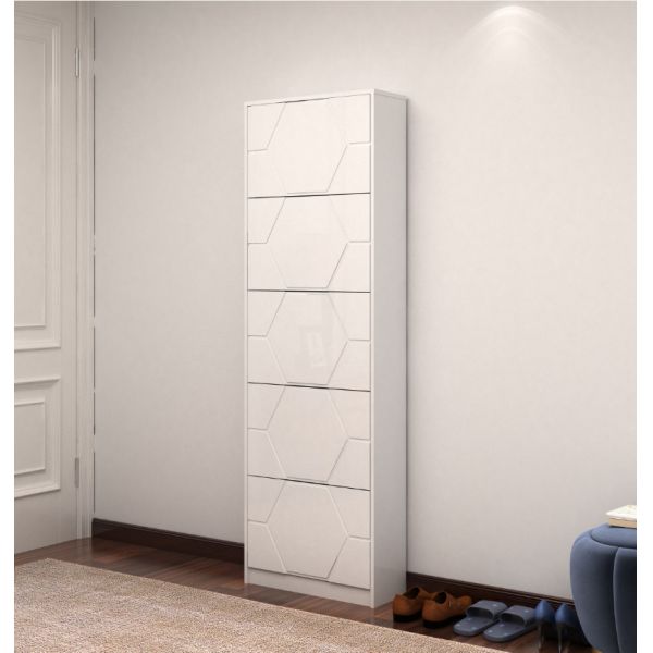 Шкаф ботинка живущей комнаты белый с стилем прессформы доски французским