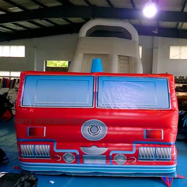 Large Fire Truck Inflatable Dry Slide for Commercial Party Rental Repair Kits Included