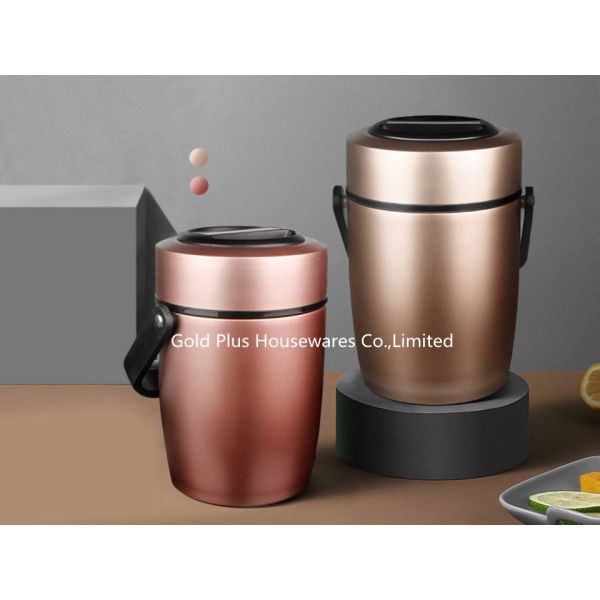 Vacuum lunch pot for picnic 304 stainless steel BPA free food Jar 1.6L three layers large capacit heat preservation pot