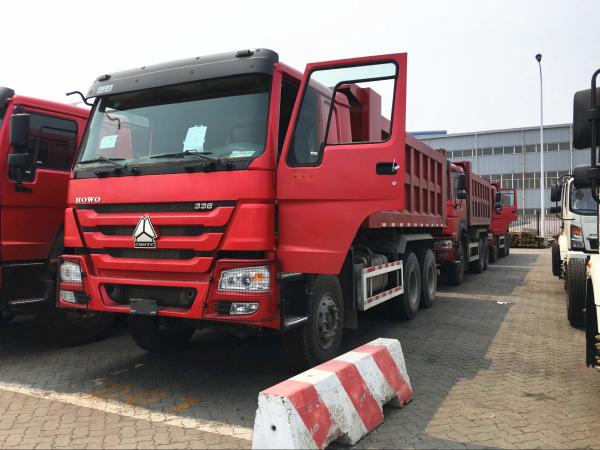 25T 336hp 371hp HOWO Dump Truck 6 X 4 10 Wheel Red Color Steering ZF8118