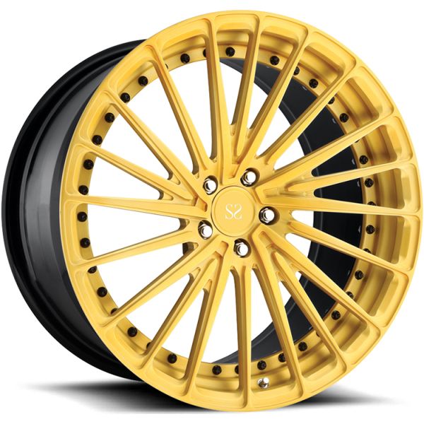 Выкованный Порше катит алюминий сплава картины золота 22 дюймов 2 части выковала оправы 5x112 5x130 колес