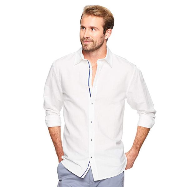 4 Seasons Cotton Mens Casual Linen Shirts Lightweight Long Sleeve
