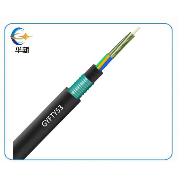 Cable à fibre optique extérieur en tube lâche enfilé Membre de résistance non métallique blindé et double enveloppe GYFTY53