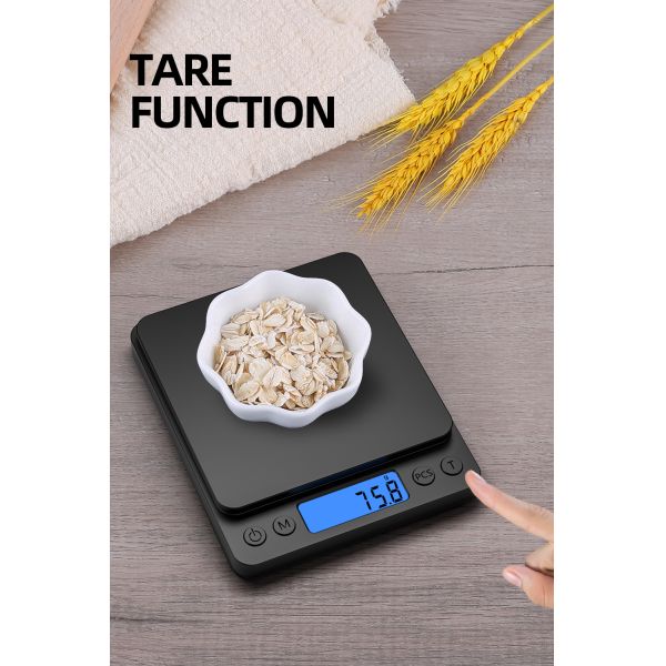 12*10*3cm GYS 3KG Black Color Smart Food Scale Most Competitive Electronic Digital Multifunction Nutrition Weighing Kitchen Scale