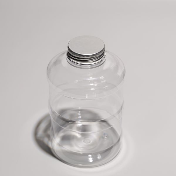Transparent Plastic PET Bottle Food Grade Pre Printed With Screw On Aluminum Cap