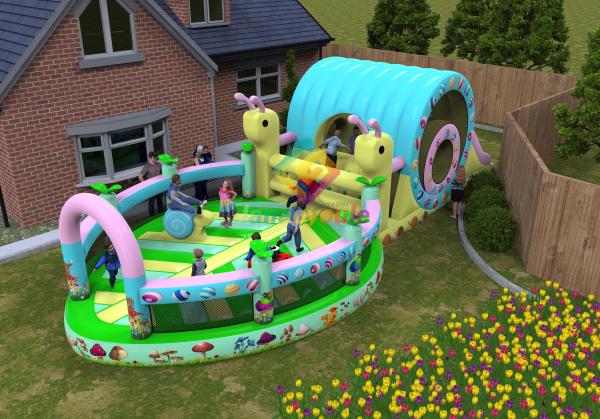 Versatile Safe  Snail Theme Blow Up Play Park / Indoor Inflatable Park