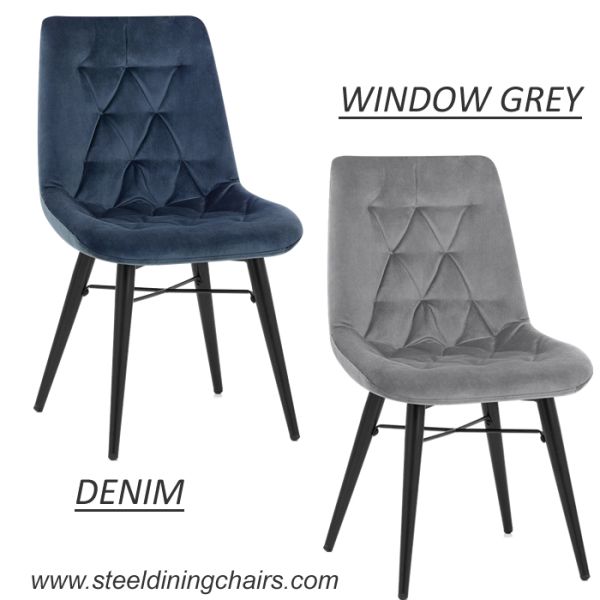 Green Velvet Armless 84cm Metal Dining Chairs With Upholstered Seats Black