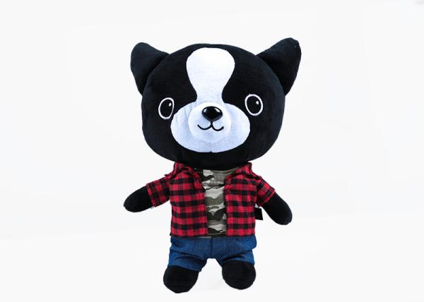 30 cm soft short pile plaid shirt with jeans huggable dog kids plush toy